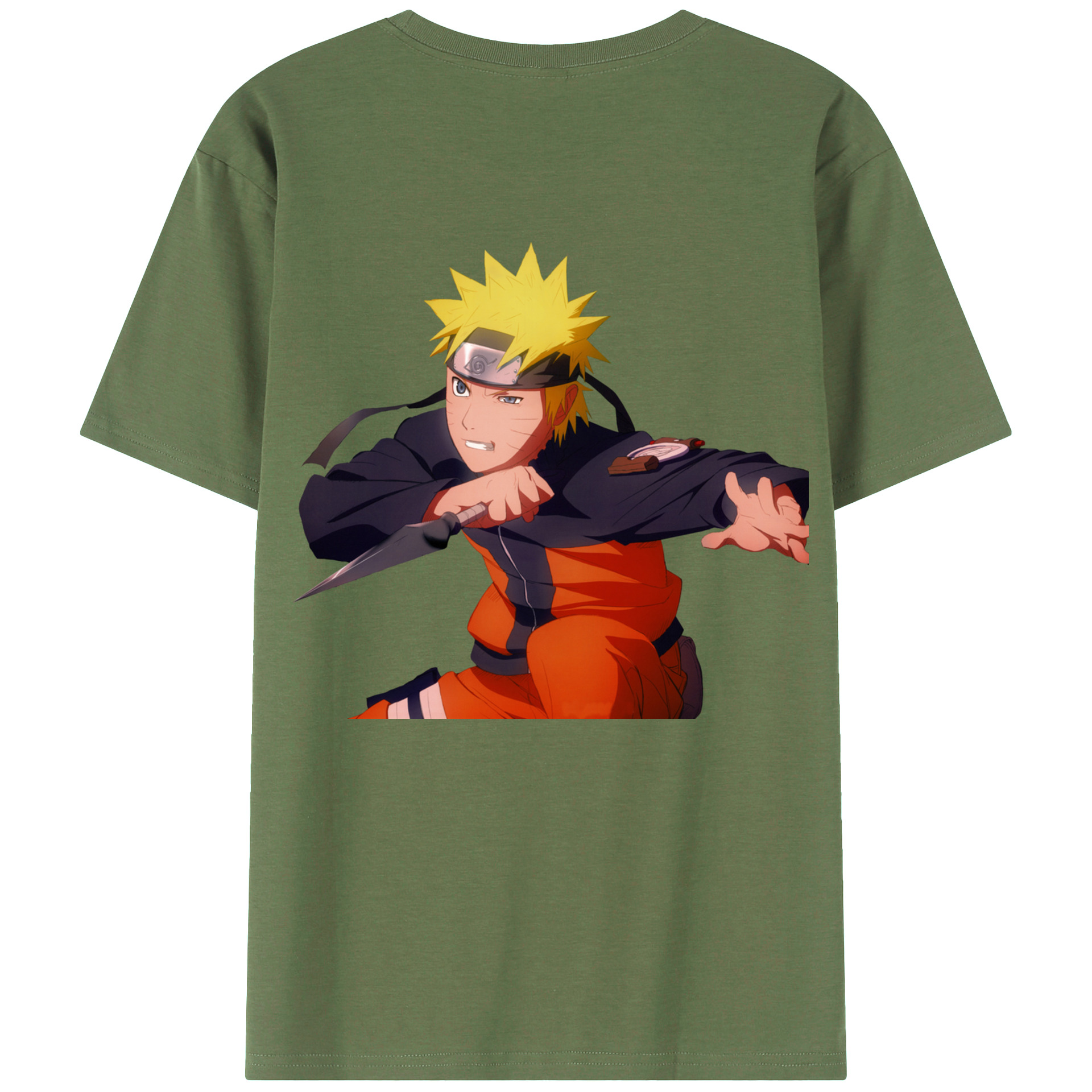 （画像用） NARUTO -ナルト- うずまき ナルト Uzumaki Naruto 綿100％ メンズ半袖Tシャツ（バックプリント） 通気性